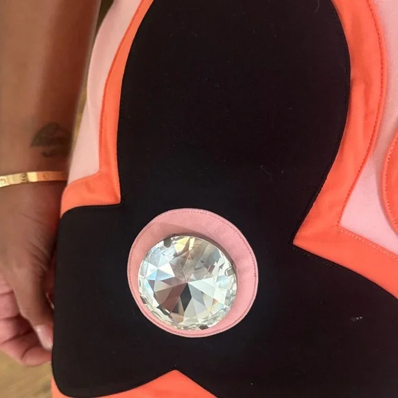 AREA Pink Mini Dress with Black and Orange Floral Design - Picture 5 of 7